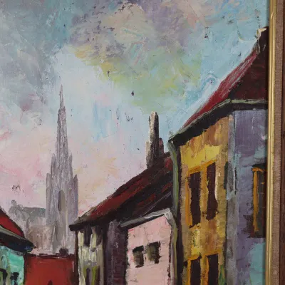 Ronald Ergo (Belgian, 1936–2024), “City Scene,” Signed Oil on Canvas
