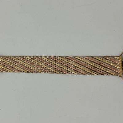 Italian 14K Tri-Color Gold Woven Mesh Bracelet