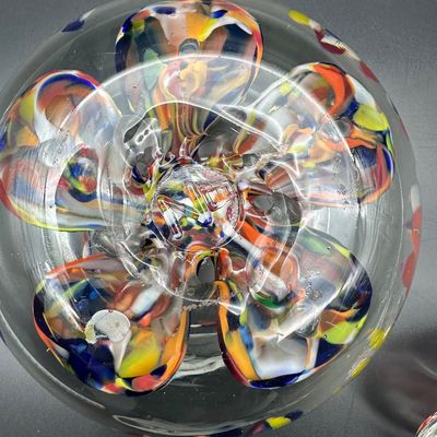 Bart Zimmerman Signed Multicolor Art Glass Lidded Jar