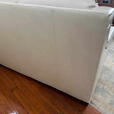 Whittemore-Sherrill Genuine Leather Sofa – Ivory/Cream – Nailhead Trim – Made in USA