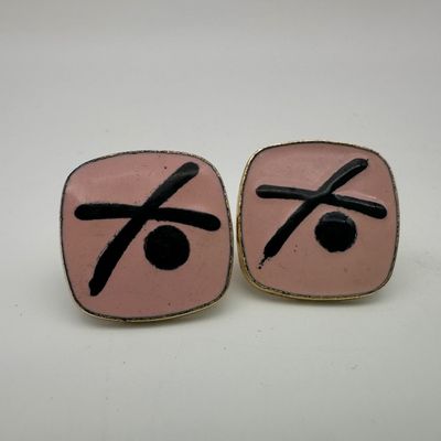 Vintage Anson Pink & Black Enamel Cufflinks
