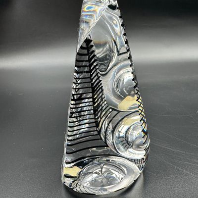 Correia Signed Optical Art Glass Paperweight Sculpture