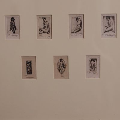 Morris Henry Hobbs – Nineteen Portraits – 19 Signed Miniature Etchings, Framed