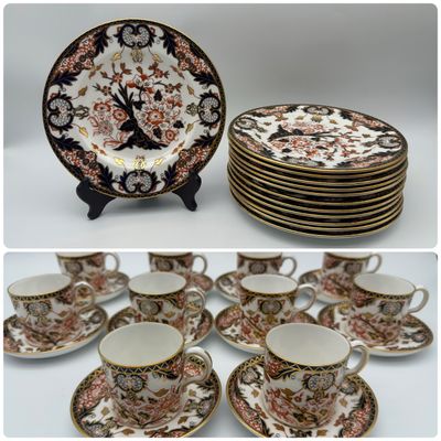 Royal Crown Derby Imari-Style Bone China Plates & Demitasse Cups