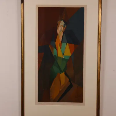 Jacques Villon (1875–1963), Cubist Figure, 1914/1962, Signed & Numbered Color Lithograph 104/175