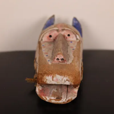 Vintage Hand-Carved & Painted Folk Art Animal Mask
