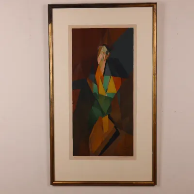 Jacques Villon (1875–1963), Cubist Figure, 1914/1962, Signed & Numbered Color Lithograph 104/175