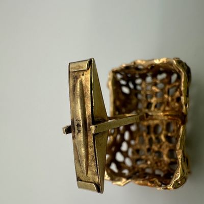 Vintage 14K Gold Brutalist Openwork Cufflinks