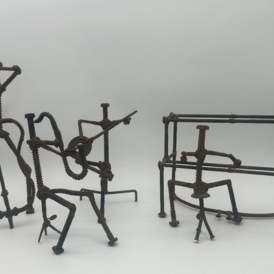 Signed Welded Metal Musician Sculpture Ensemble