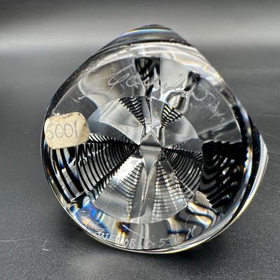 Correia Signed Optical Art Glass Paperweight Sculpture