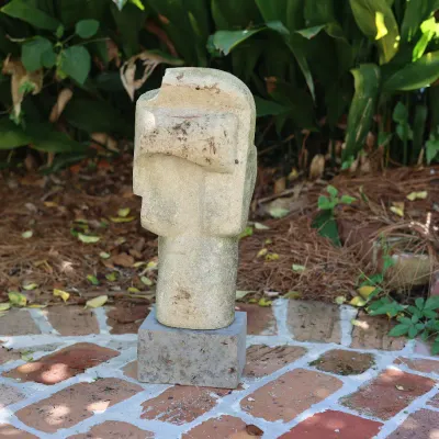 Mid-Century Modern Abstract Figural Stone Sculpture on Stone Base