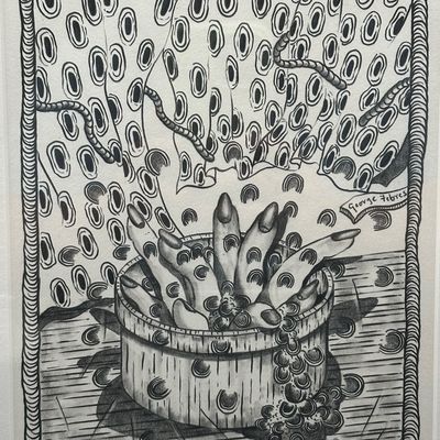 George Febres Original Surrealist Drawing – Signed