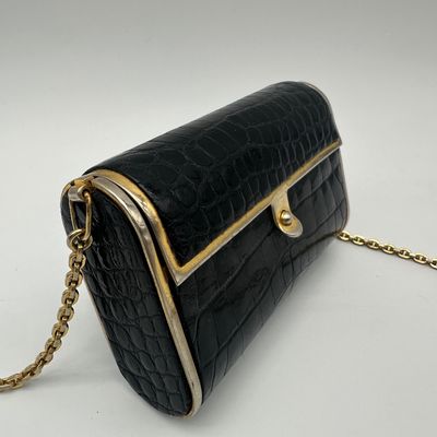 Judith Leiber Vintage Black Exotic Skin Shoulder Bag