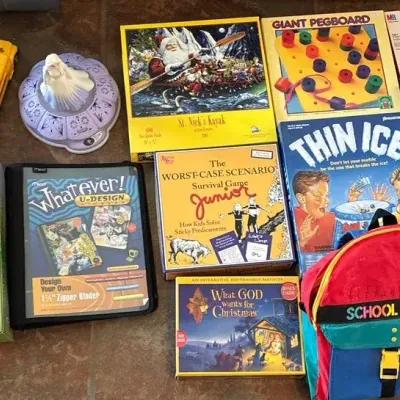 Board Games Vintage + School Mate Bunny In The Basket, Singing Els Etc
