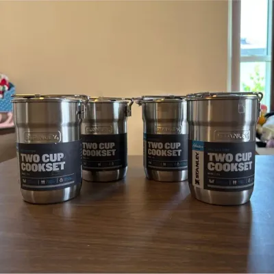 Lot Of 4 Stanley Two Cup Cooksets For Camping 