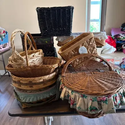 Large Lot Of Wicker Baskets