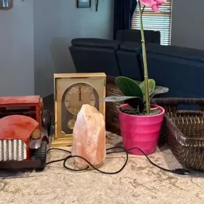 Collectibles Lot - Metal Truck, Snow globe , Himalayan Salt Lamp, Basket 