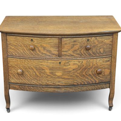 Sale Photo Thumbnail #251: Victorian Tiger Oak Serpentine Dresser