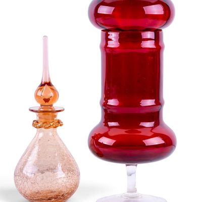 Sale Photo Thumbnail #140: American Ruby Glass & Crackle Glass Vessels