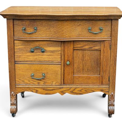 Sale Photo Thumbnail #260: Victorian Oak Wash Basin Cabinet