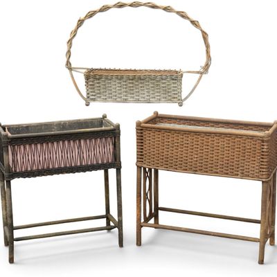 Sale Photo Thumbnail #71: 3 Woven Wicker Planter Stands w/ Metal Inserts