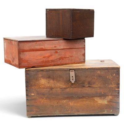 Sale Photo Thumbnail #72: Iron Handled Chest and 2 Other Wood Boxes