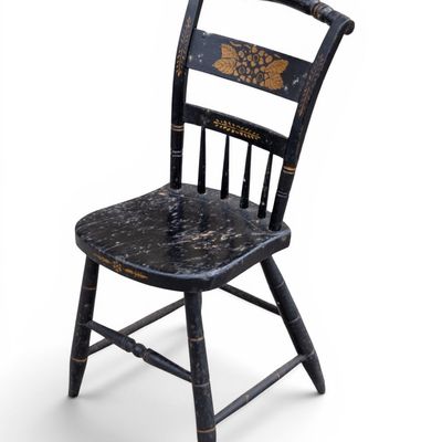 Sale Photo Thumbnail #269: Antique Stenciled Black Side Chair
