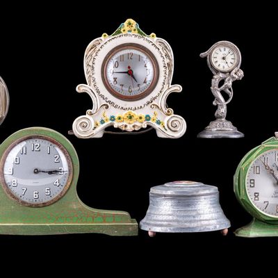Sale Photo Thumbnail #104: 6 Clocks and Tin Box Assortment