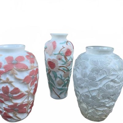 Sale Photo Thumbnail #413: 3 Phoenix Glass Vases, Tallest 12.5 Inches