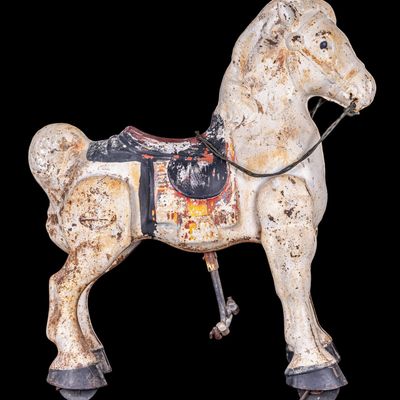 Sale Photo Thumbnail #51: Large Metal Horse Toy on Wheels