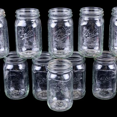 Sale Photo Thumbnail #113: 12 Glass Ball Wide Mouth Mason Jars