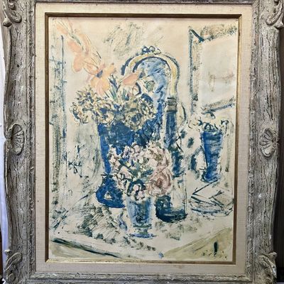 Sale Photo Thumbnail #407: DePisis 1937 Flowers Lithograph, Framed