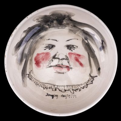 Sale Photo Thumbnail #211: Painted Ceramic Bowl Signed Smugly 1979