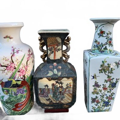 Sale Photo Thumbnail #412: 3 Asian Decorative Vases + Granadi-Jawasaki Art