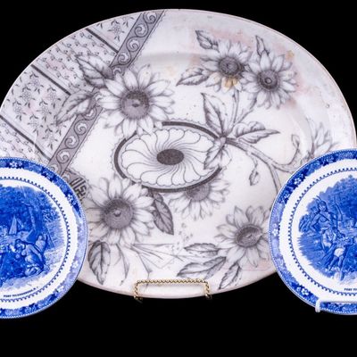 Sale Photo Thumbnail #305: Historic Blue Native Transferware & Antique Platte