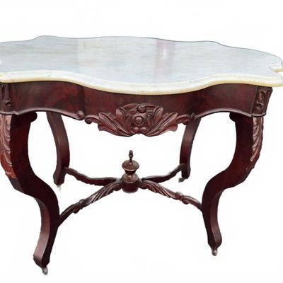 Sale Photo Thumbnail #410: 19th C Victorian Turtle Top Marble Table