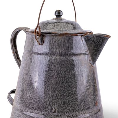 Sale Photo Thumbnail #172: Large Vintage Gray Graniteware Water Kettle 14"