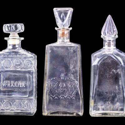 Sale Photo Thumbnail #110: Three Vintage Glass Liquor Decanters