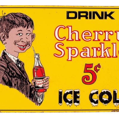 Sale Photo Thumbnail #131: Cherry Sparkle Drink Metal Sign