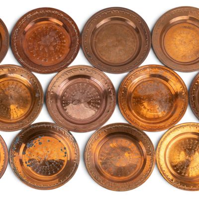 Sale Photo Thumbnail #317: Copper Persian Embossed Charger Plates, Set of 12