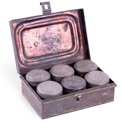 Sale Photo Thumbnail #135: 19th C Spice Tin w/ 6 Interior Tins