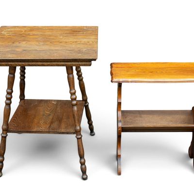 Sale Photo Thumbnail #256: Antique Oak Table and Book Trough