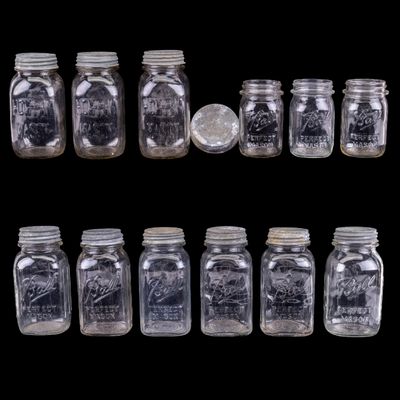 Sale Photo Thumbnail #117: 12 Glass Ball & Hom-Pak Mason Jars & Lids