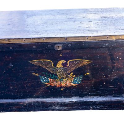 Sale Photo Thumbnail #264: Antique Painted Military Foot Locker / Chest