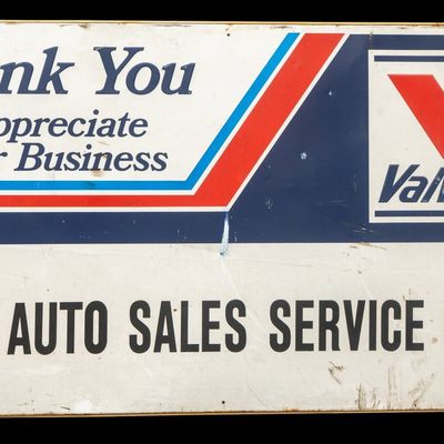 Sale Photo Thumbnail #31: Valvoline Apple Auto Sales Metal Advertising Sign