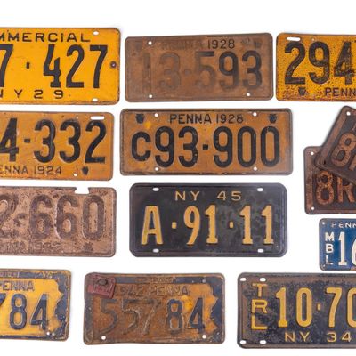 Sale Photo Thumbnail #42: 12 Vintage Pennsylvania License Plates