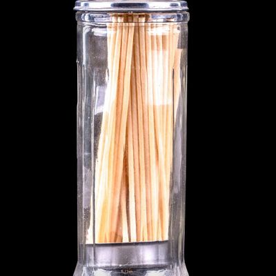 Sale Photo Thumbnail #75: Vintage Glass Straw Holder With Metal Lid