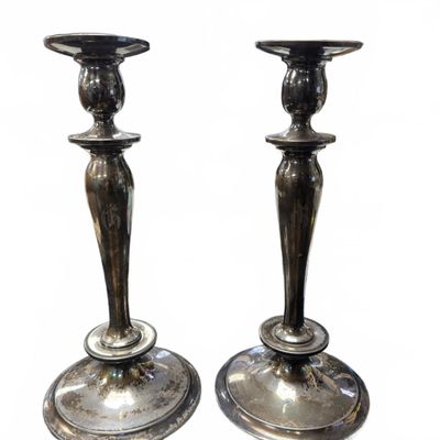 Sale Photo Thumbnail #395: Hartford Silver Co. Quadruple Plated Candlesticks