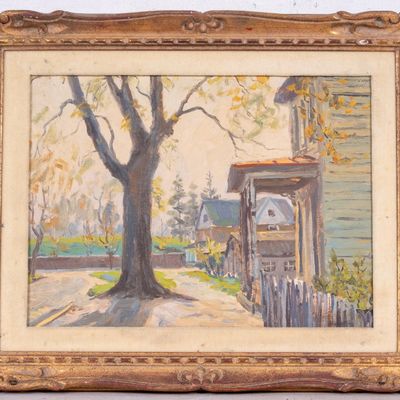 Sale Photo Thumbnail #369: Impressionist Oil on Board attr John Howell