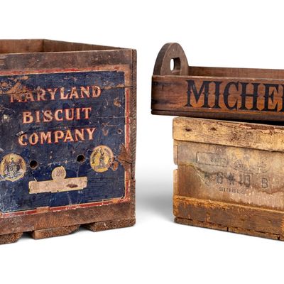 Sale Photo Thumbnail #184: 3 Advertising Crates w/ Bicuits, Michelob